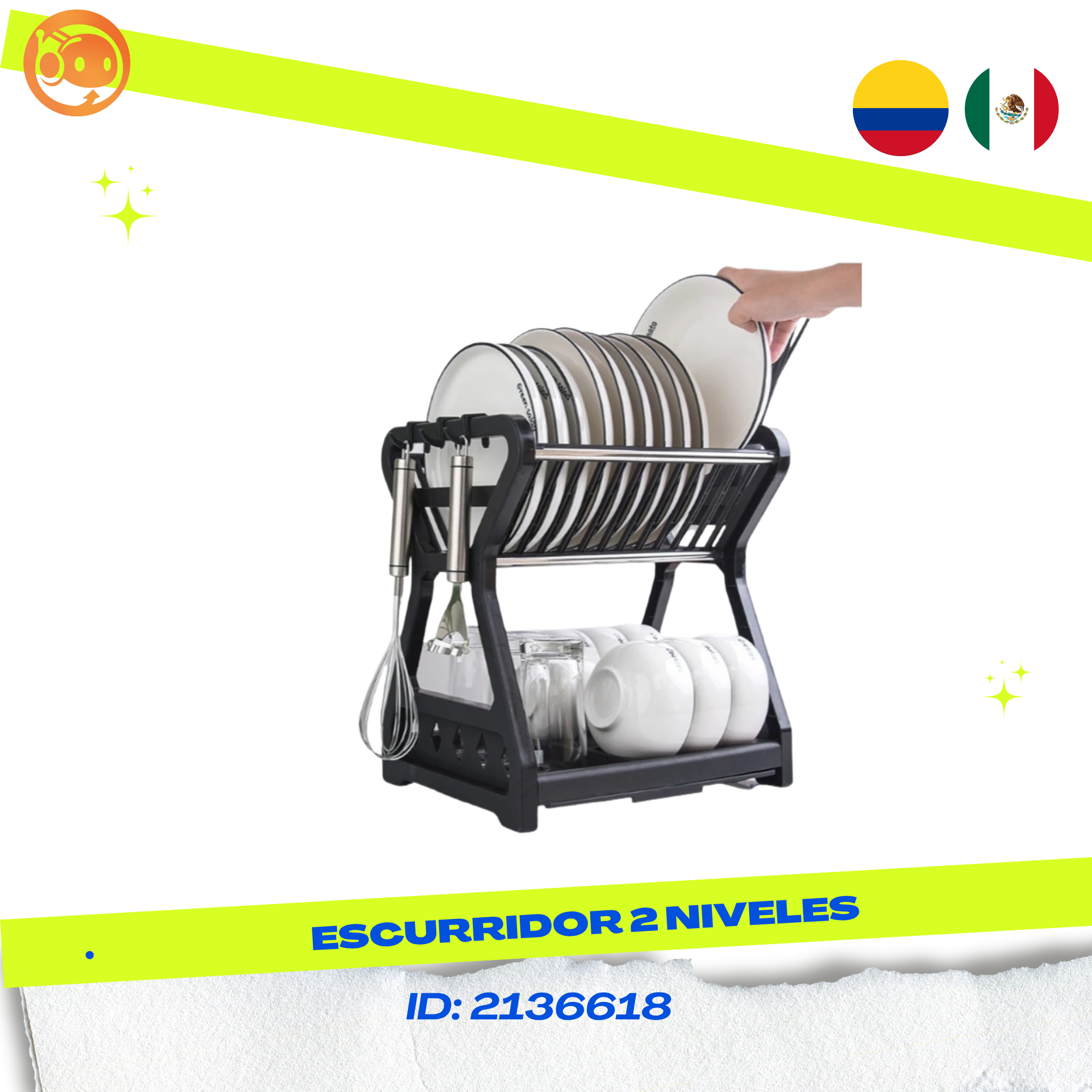 Escurridor de platos 2 Niveles 🍶